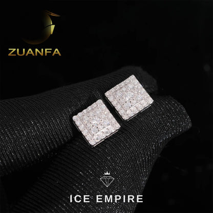 Iced Out Cluster 925 Silver Moissanite Stud Earrings