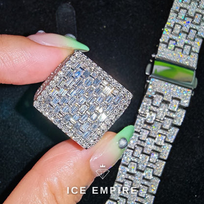 Iced Out Baguette 925 Silver Moissanite Ring