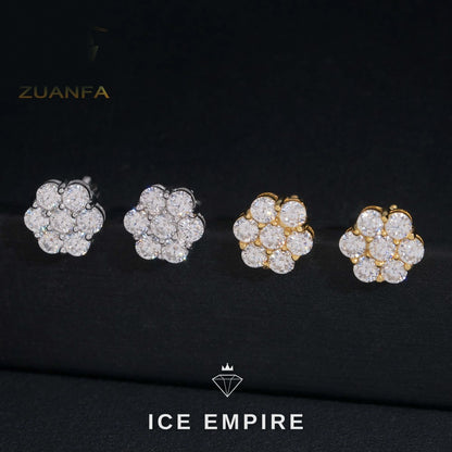 Iced Out Rose Gold Plated Moissanite Stud Earrings