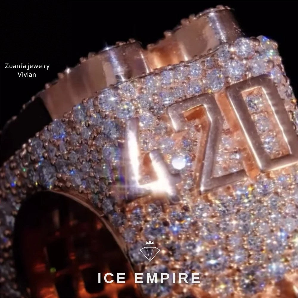 Iced Out Rose Gold Plated Moissanite Ring