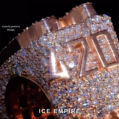 Iced Out Rose Gold Plated Moissanite Ring