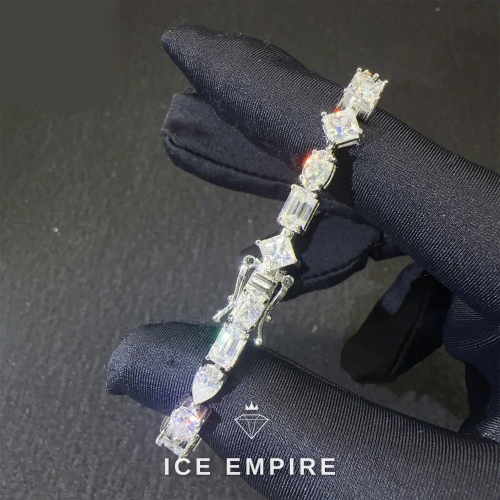 Iced Out Cluster 925 Silver Moissanite Tennis Chain