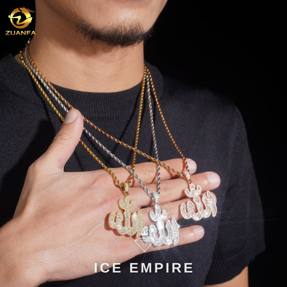 Iced Out Baguette Gold Plated Moissanite Pendant