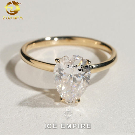 Iced Out 14K Gold Moissanite Wedding Band