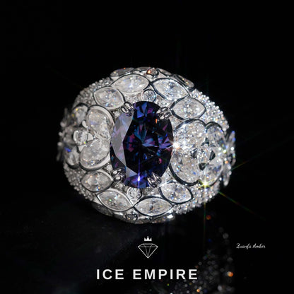 Iced Out 925 Silver Moissanite Ring