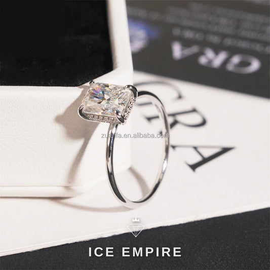Iced Out 925 Silver Moissanite Engagement Ring