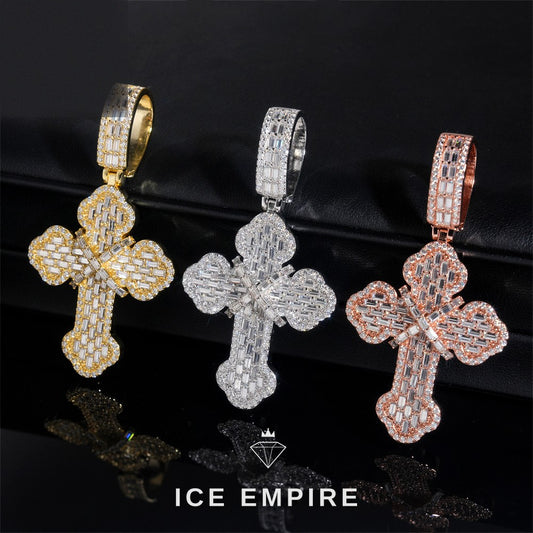 Iced Out Baguette Rose Gold Plated Pendant