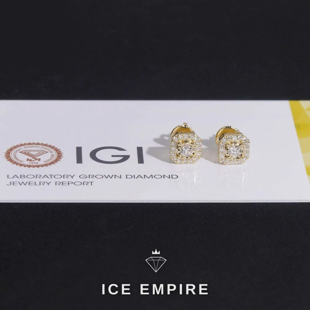 Iced Out Rose Gold Plated Lab Grown Diamond Stud Earrings