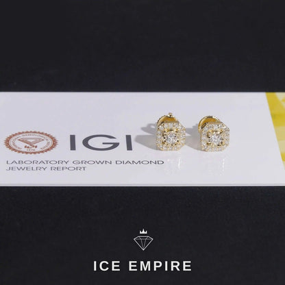 Iced Out Rose Gold Plated Lab Grown Diamond Stud Earrings