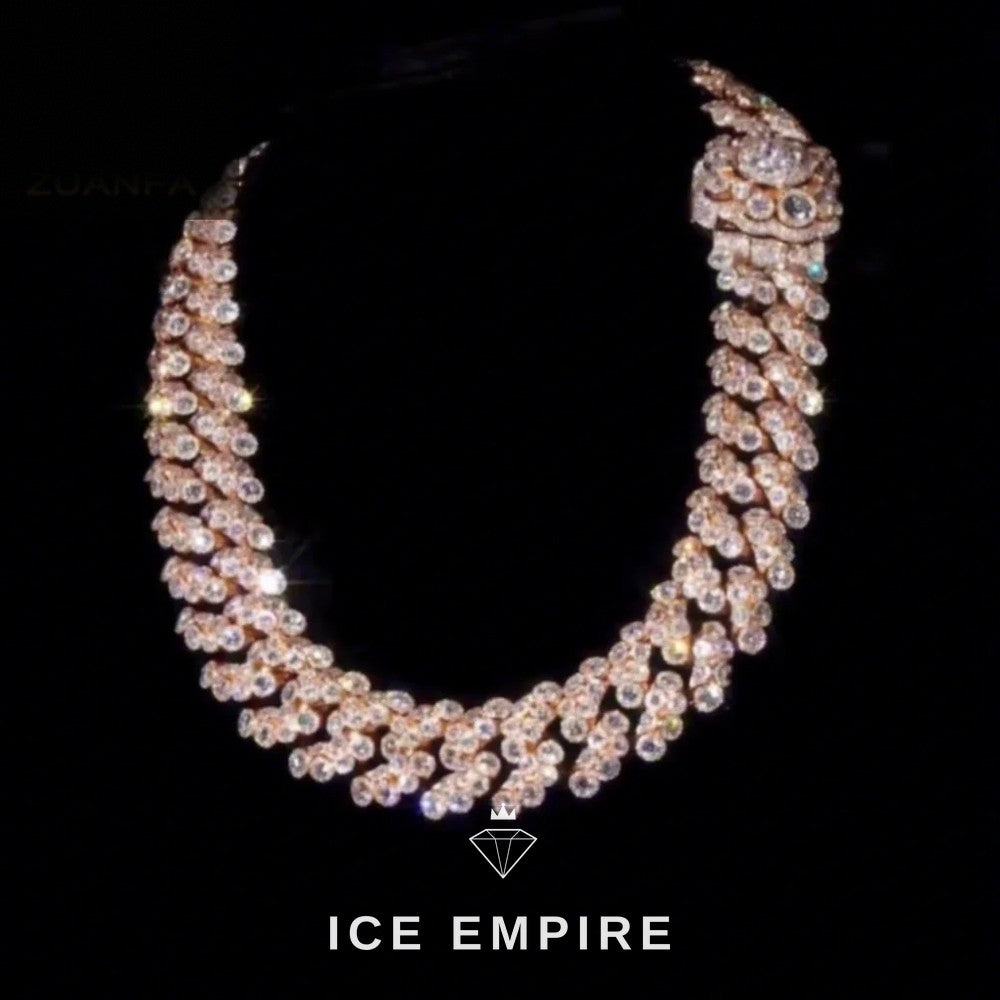 Iced Out Rose Gold Plated Moissanite Cuban Chain