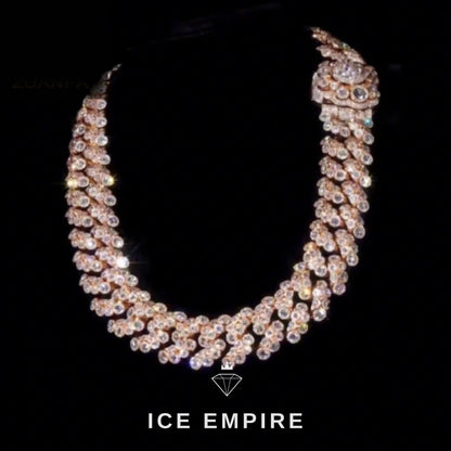Iced Out Rose Gold Plated Moissanite Cuban Chain