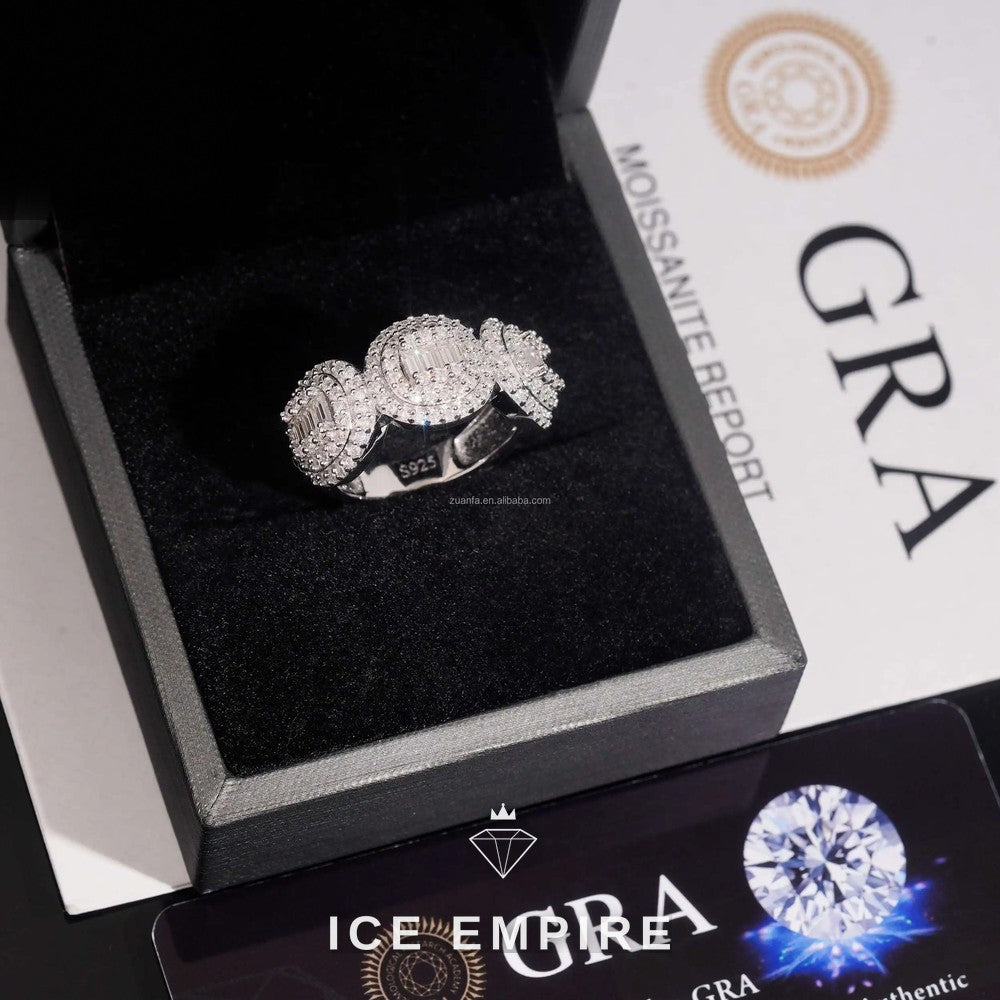 Iced Out Baguette 925 Silver Moissanite Ring
