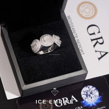 Iced Out Baguette 925 Silver Moissanite Ring