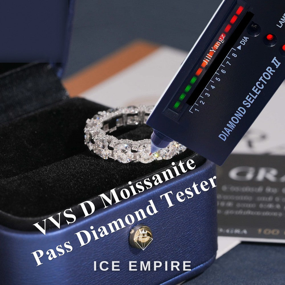 Iced Out 925 Silver Moissanite Engagement Ring