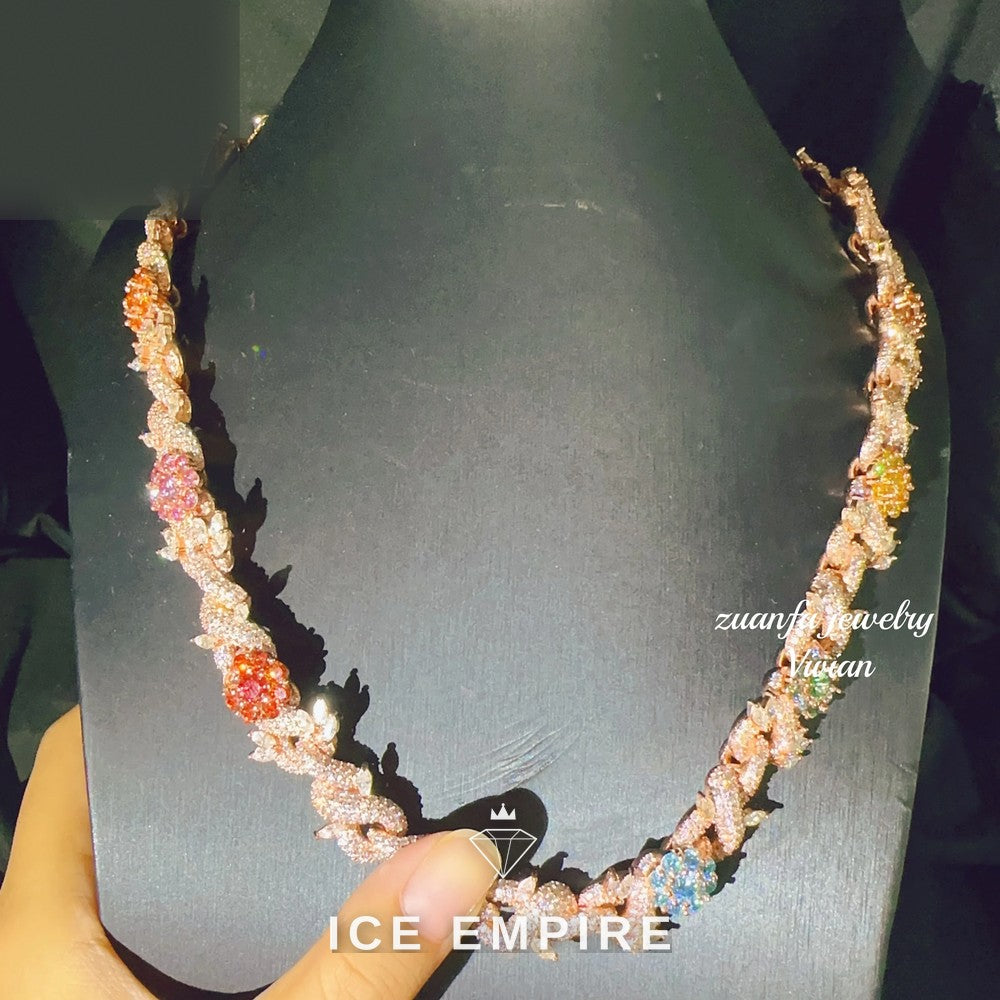 Iced Out Rose Gold Plated Moissanite Cuban Chain