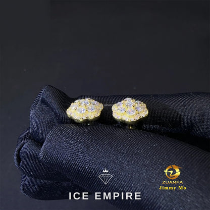 Iced Out Cluster Rose Gold Plated Moissanite Stud Earrings