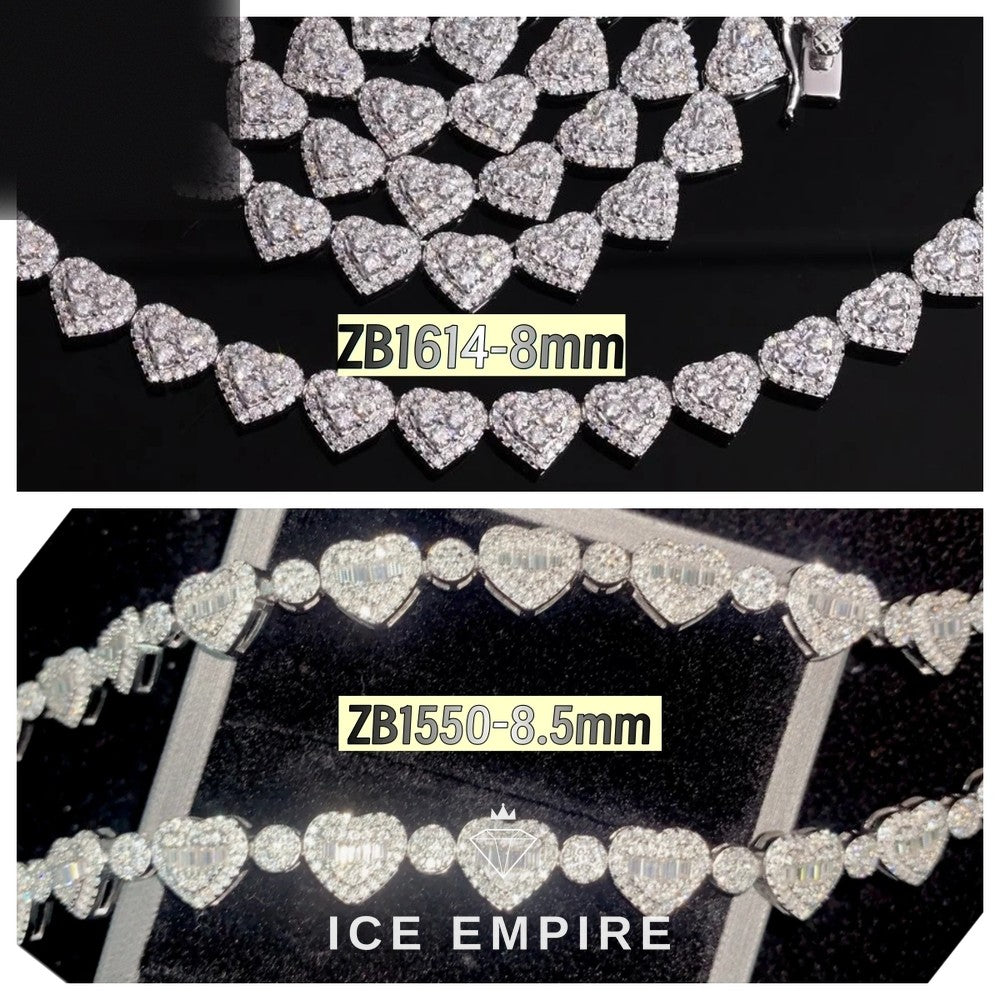 Iced Out Baguette 925 Silver Moissanite Cuban Chain