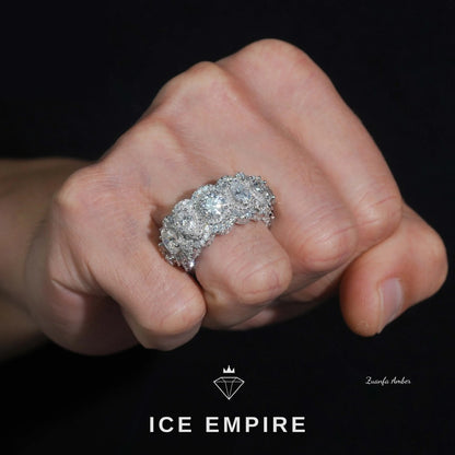Iced Out 925 Silver Moissanite Ring