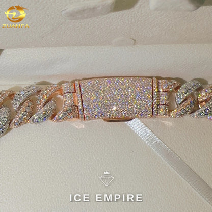 Iced Out Rose Gold Plated Moissanite Cuban Chain