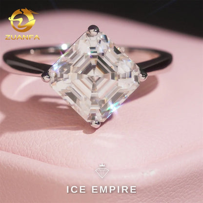Iced Out 925 Silver Moissanite Engagement Ring