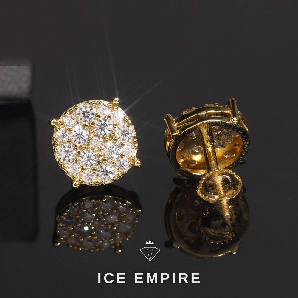 Iced Out Gold Plated Moissanite Stud Earrings