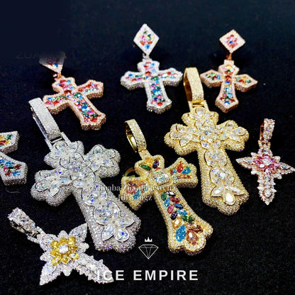 Iced Out Cross 925 Silver Moissanite Pendant