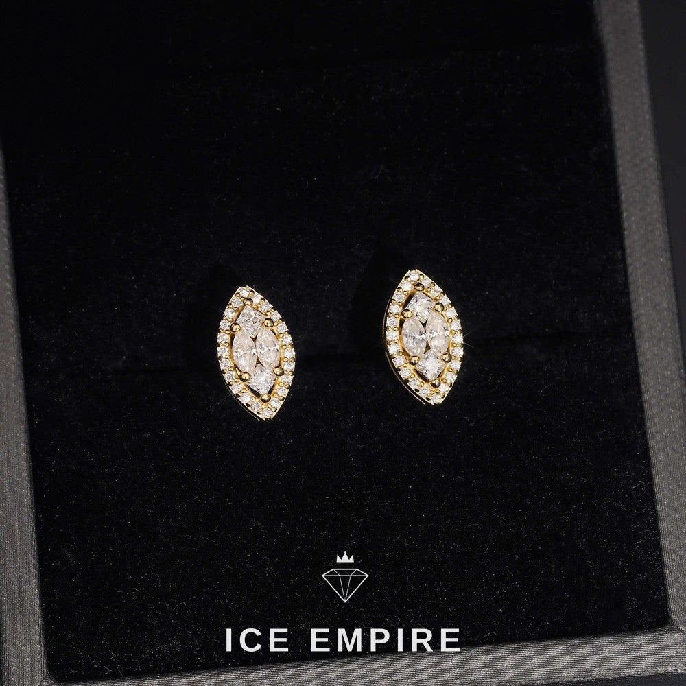 Iced Out Gold Plated Moissanite Stud Earrings