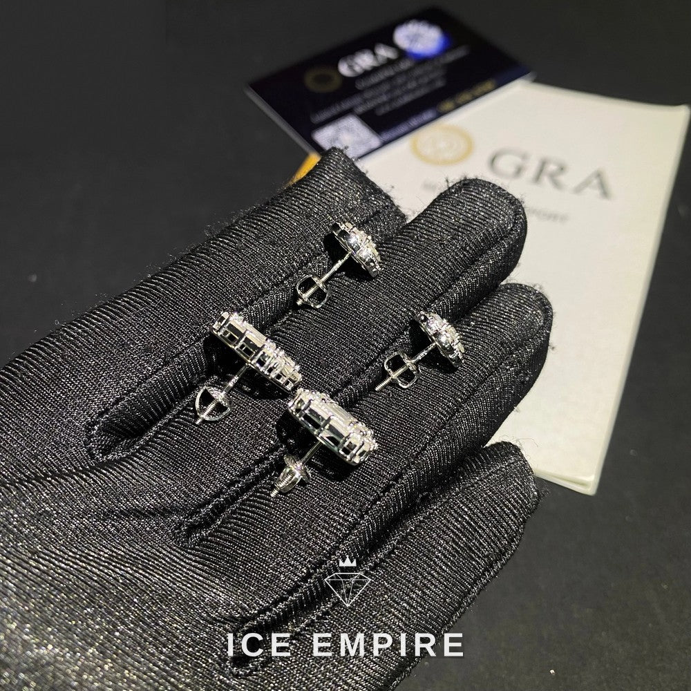 Iced Out Baguette 925 Silver Moissanite Stud Earrings