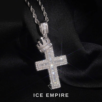 Iced Out Cross Rose Gold Plated Moissanite Pendant