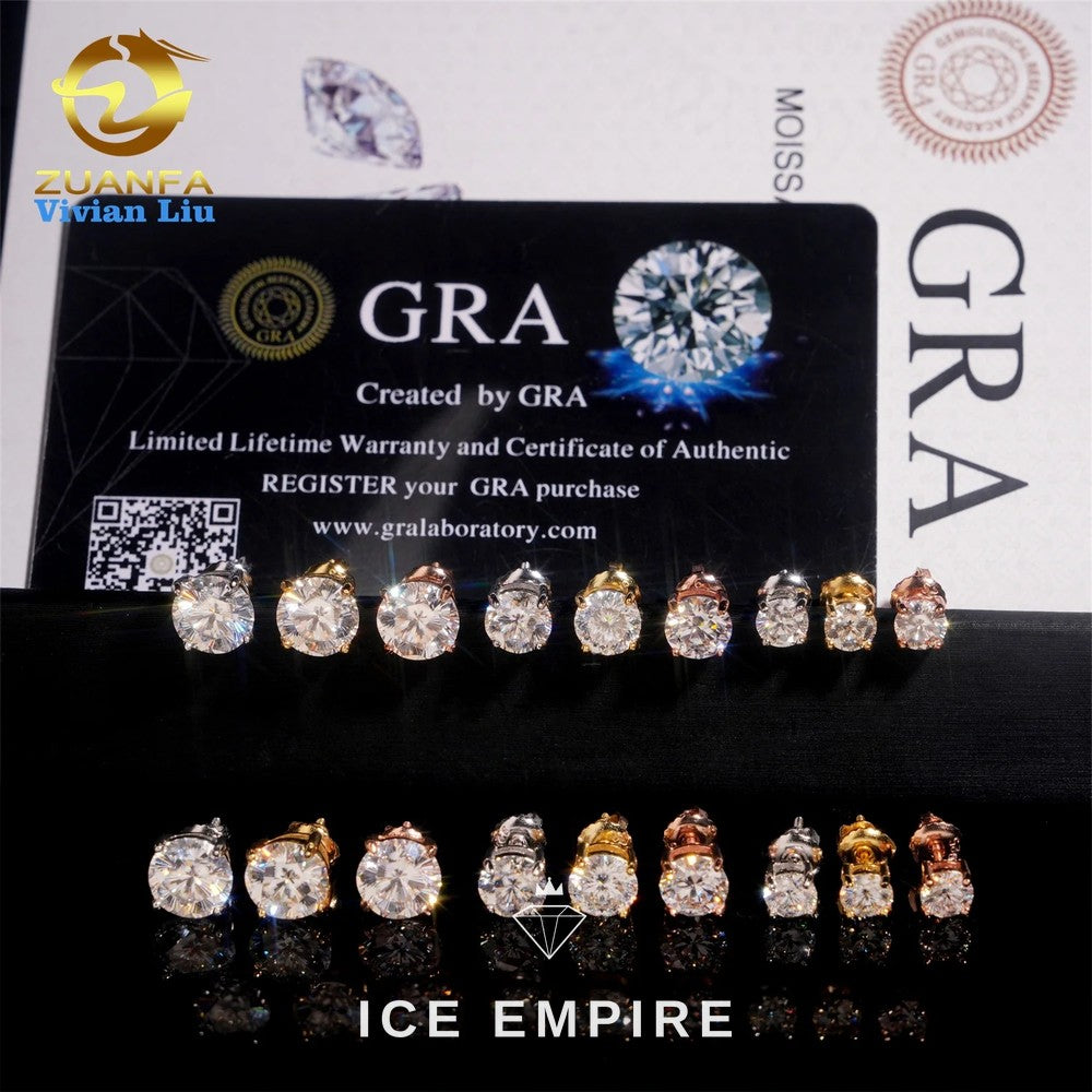 Iced Out 925 Silver Moissanite Stud Earrings
