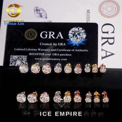 Iced Out 925 Silver Moissanite Stud Earrings