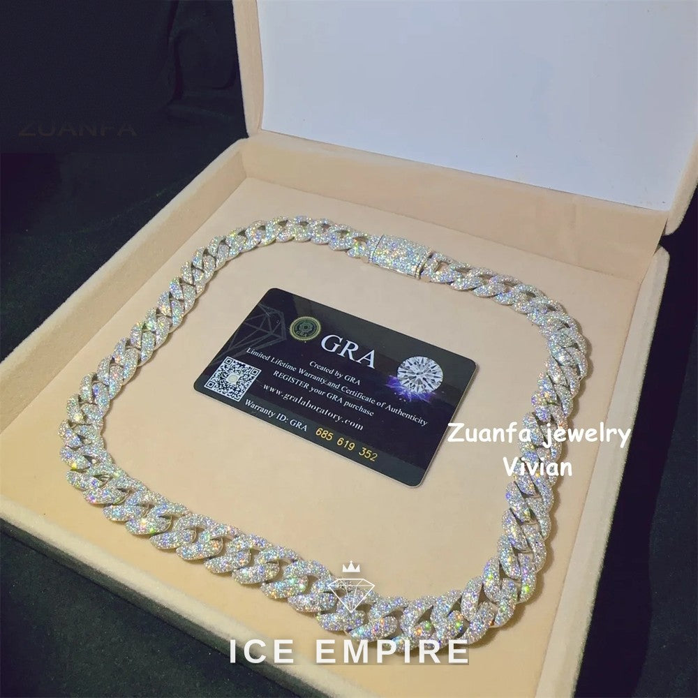 Iced Out Rose Gold Plated Moissanite Cuban Chain