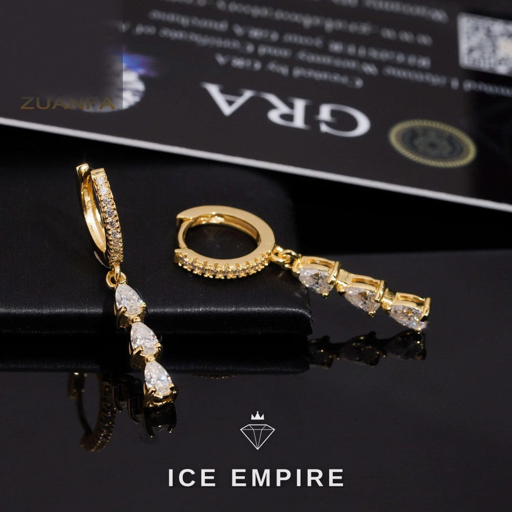 Iced Out 925 Silver Moissanite Hoop Earrings