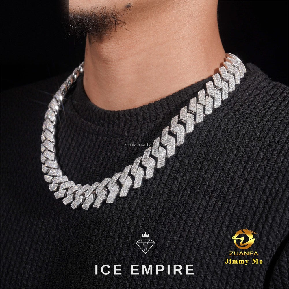Iced Out 925 Silver Moissanite Cuban Chain
