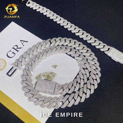 Iced Out Rose Gold Moissanite Cuban Chain