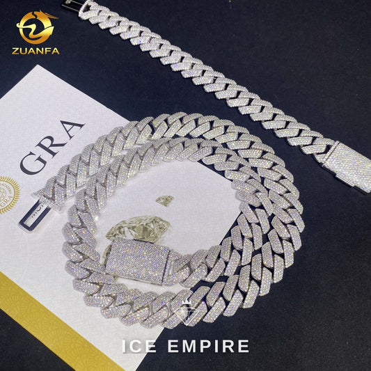 Iced Out Rose Gold Moissanite Cuban Chain