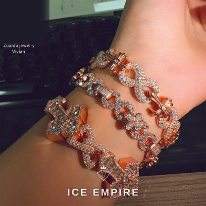 Iced Out Rose Gold Plated Moissanite Cuban Chain