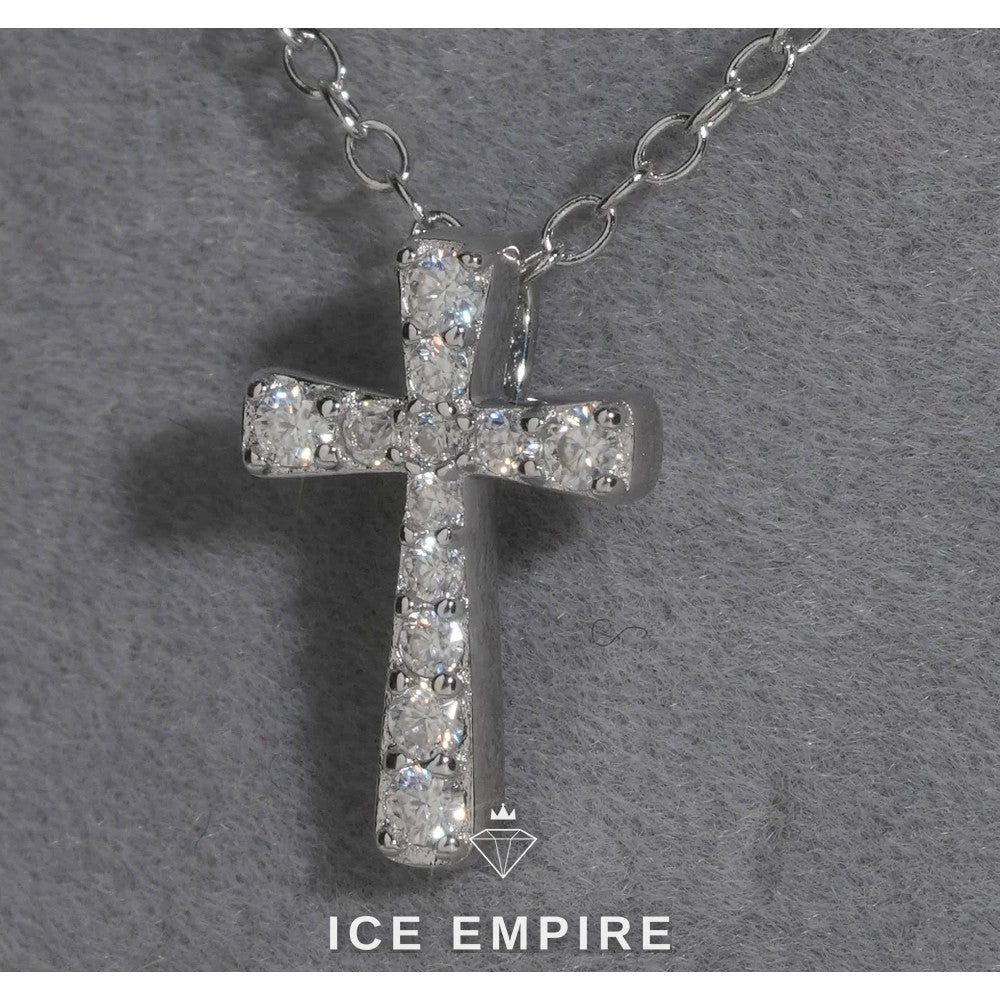 Iced Out Cross 925 Silver Pendant
