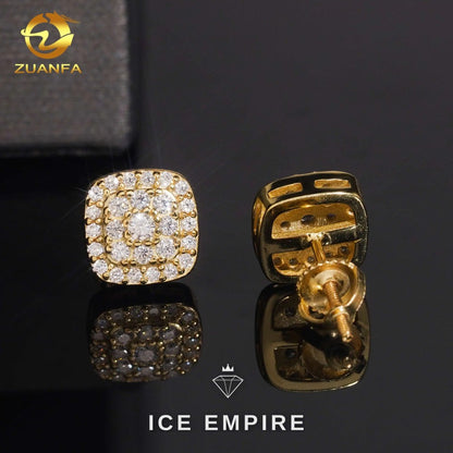 Iced Out 925 Silver Moissanite Stud Earrings
