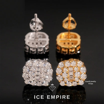 Iced Out 925 Silver Moissanite Earrings