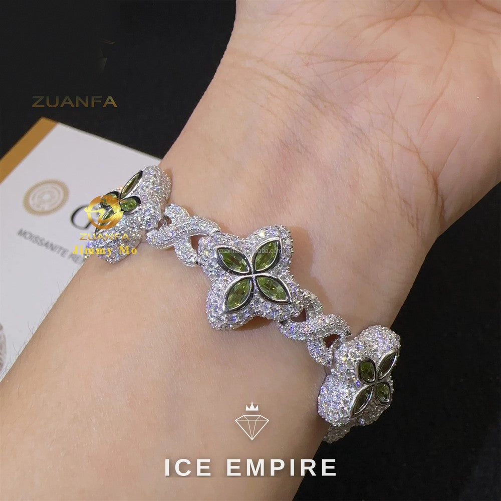 Iced Out 925 Silver Moissanite Cuban Chain