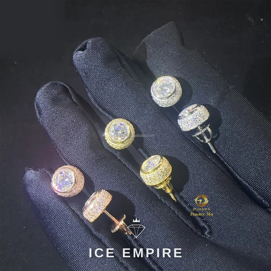 Iced Out Rose Gold Plated Moissanite Stud Earrings