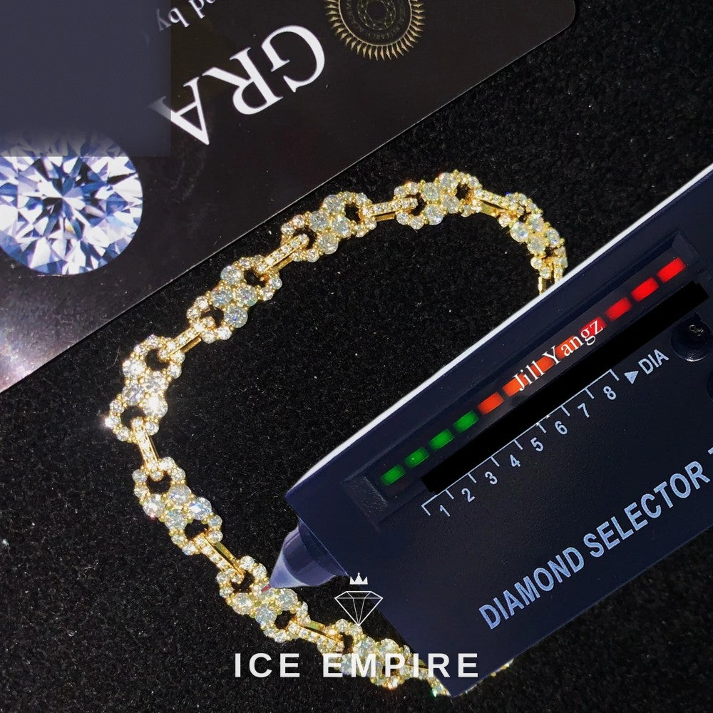 Iced Out Baguette 925 Silver Moissanite Cuban Chain