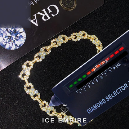Iced Out Baguette 925 Silver Moissanite Cuban Chain