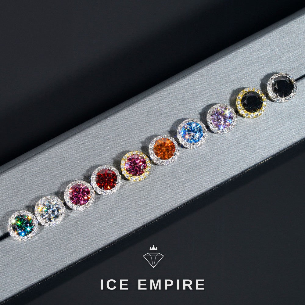 Iced Out 925 Silver Moissanite Stud Earrings