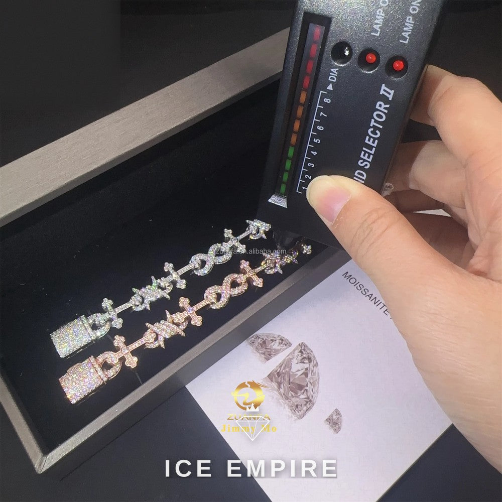 Iced Out Cross Rose Gold Plated Moissanite Cuban Chain