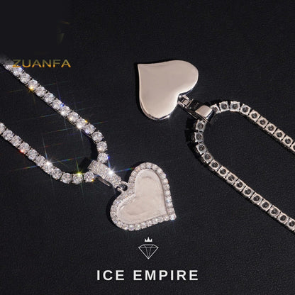 Iced Out Heart Rose Gold Plated Moissanite Pendant