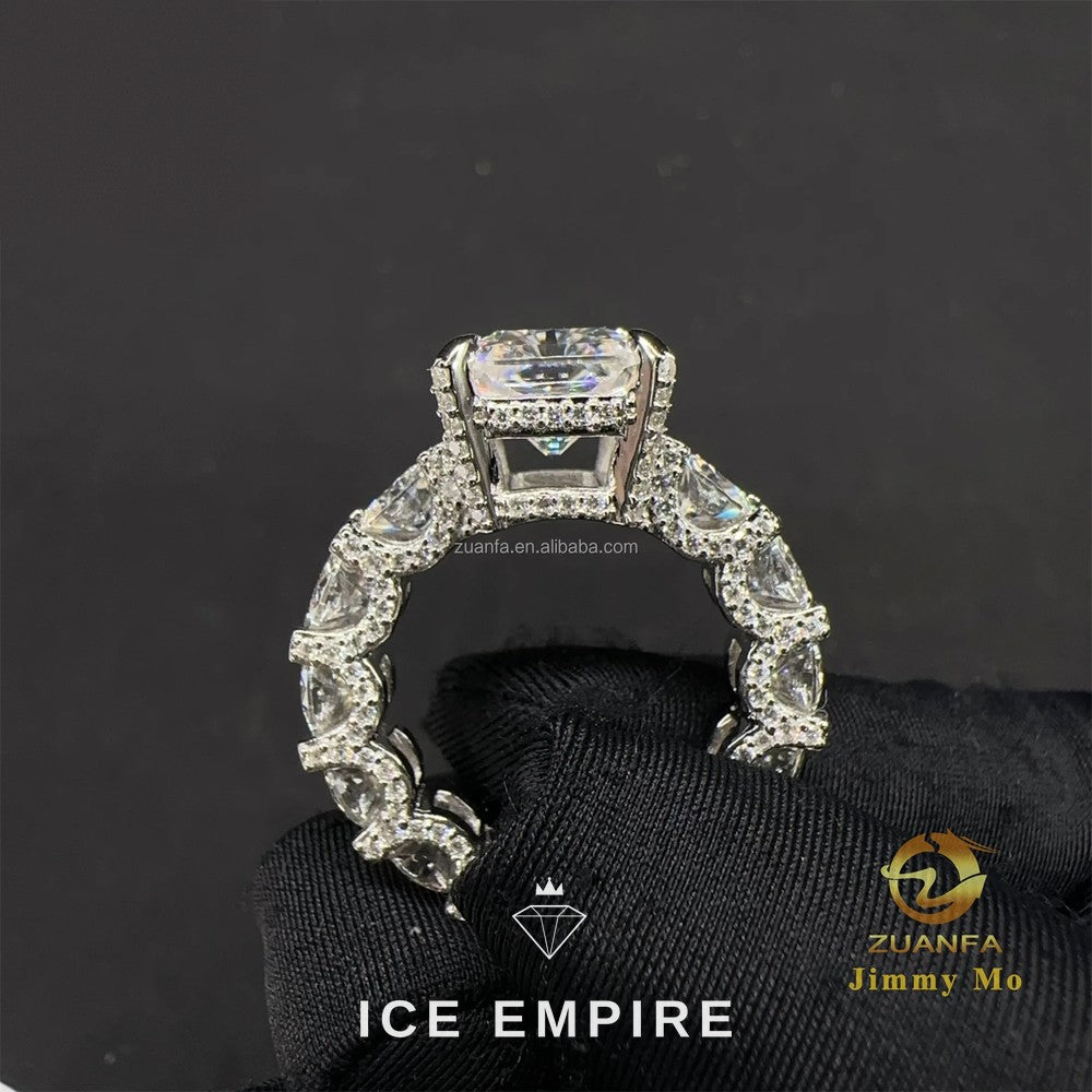 Iced Out 925 Silver Moissanite Engagement Ring
