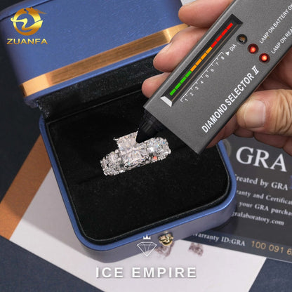 Iced Out 925 Silver Moissanite Engagement Ring