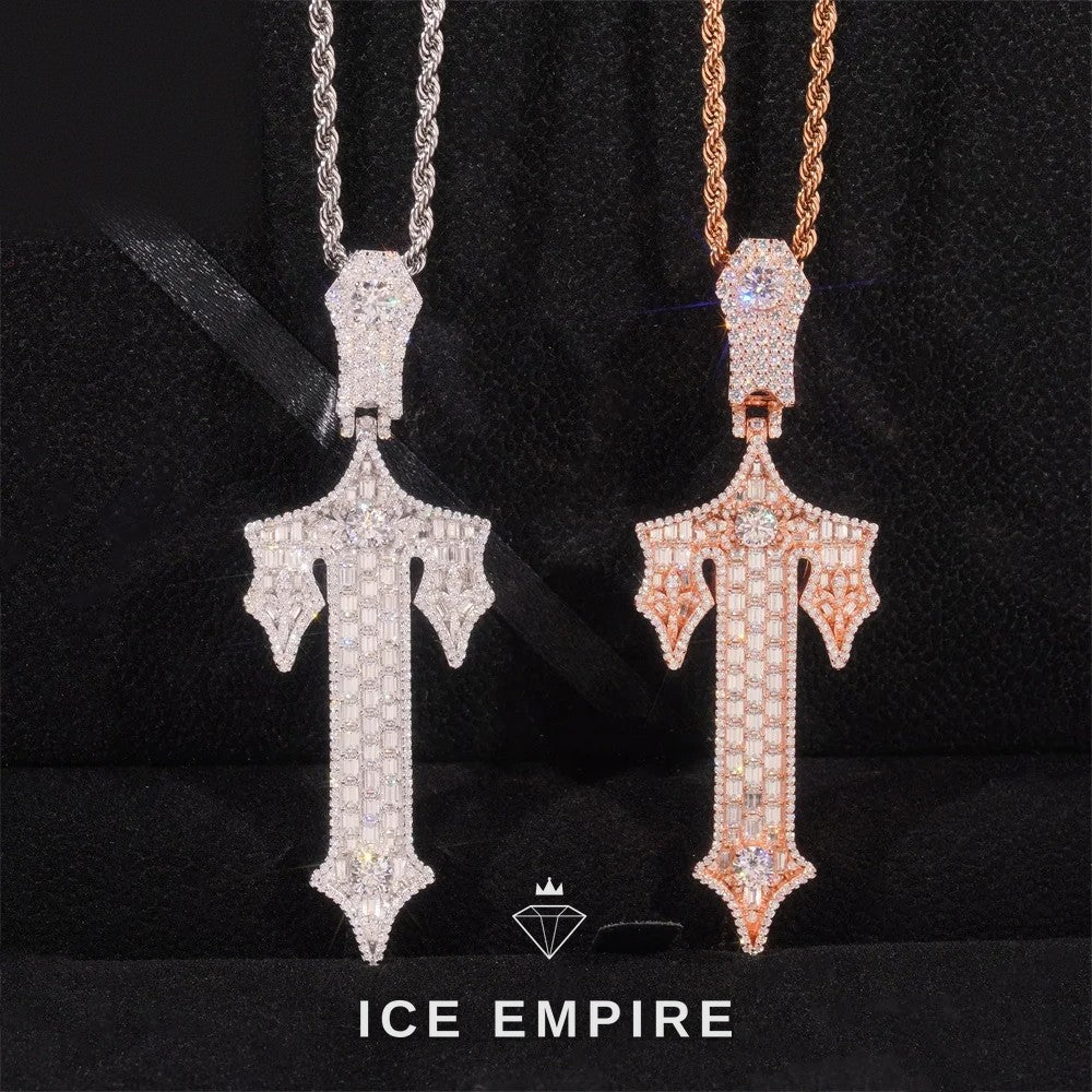 Iced Out Baguette 925 Silver Pendant